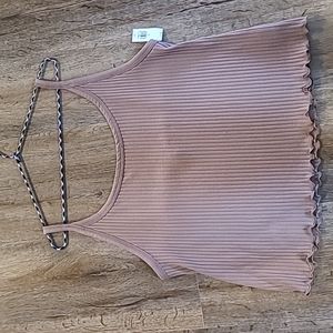 OLD NAVY BRAND LIGHT BROWN/ROSE RIBBED TANK WITH THIN STRAPS TOP PLUS SIZE 3X